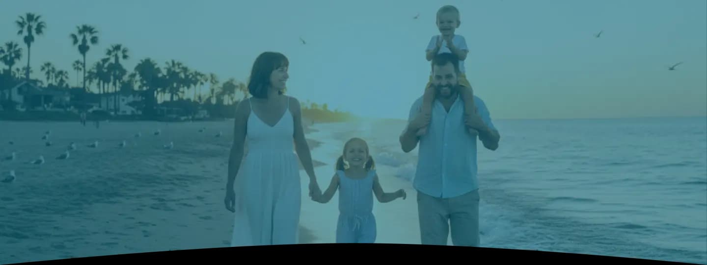 Family walking on grass