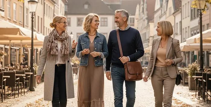 People walking together on a street