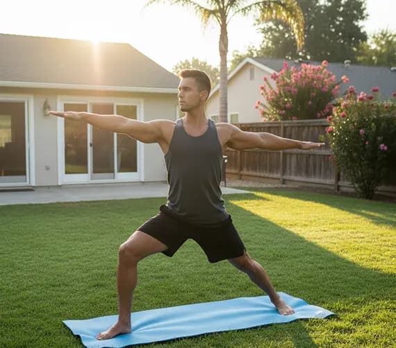 Man doing yoga exercise