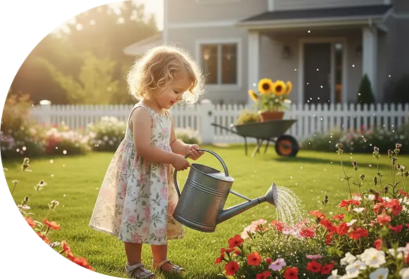Child at age 5 playing